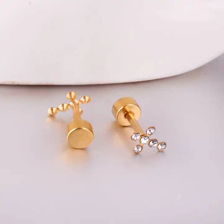 Screwback Stud - Clara Cross