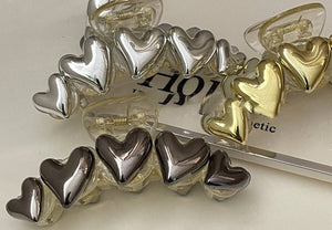 Metallic Heart Detail Claw Clip