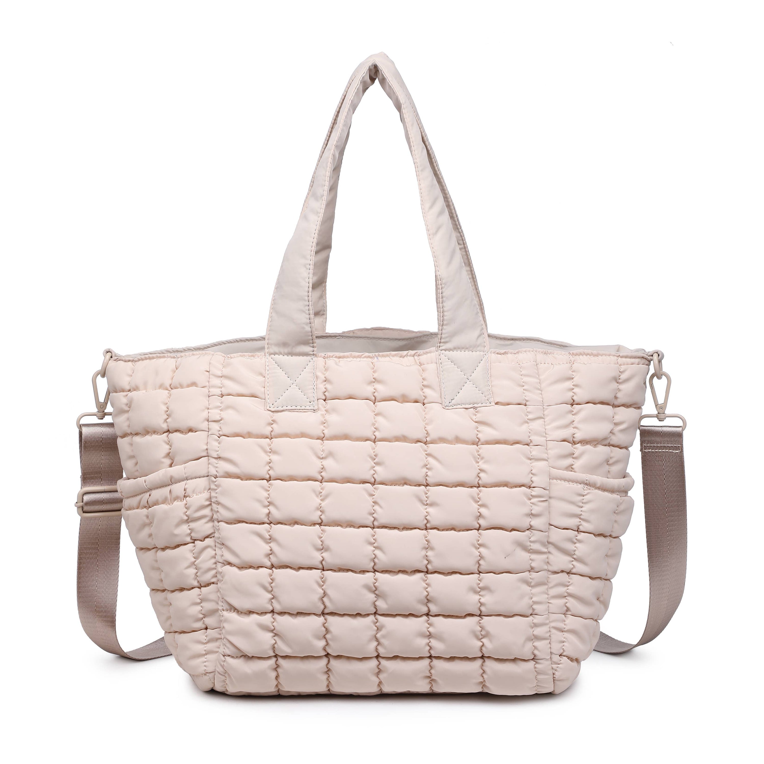 Dreamer - Quilted Nylon Tote: Cream