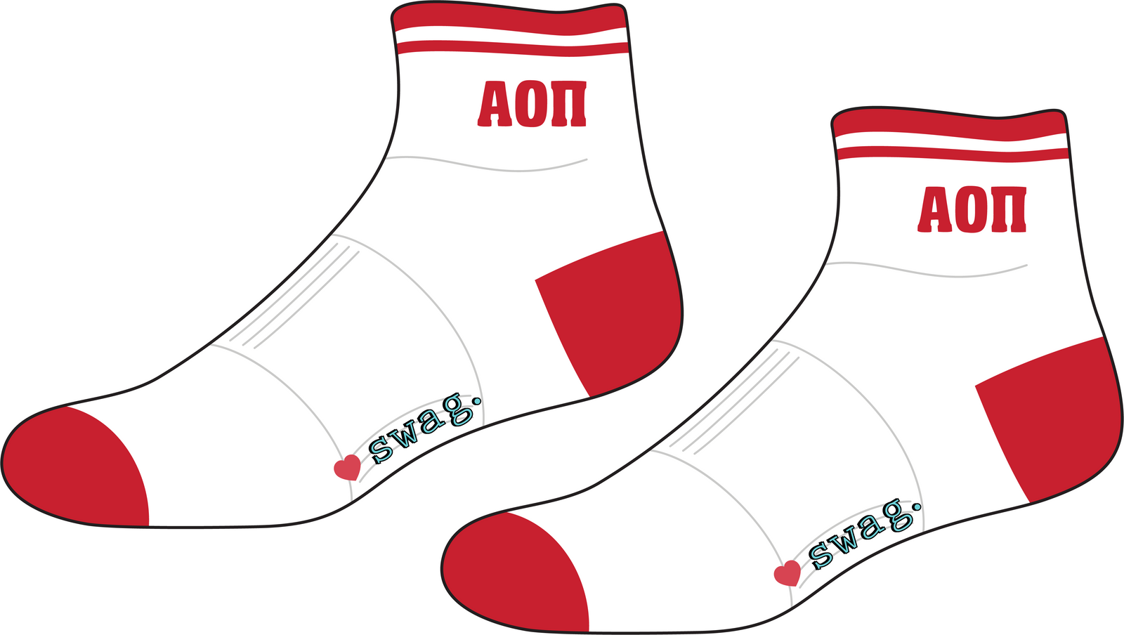 WS - Alpha Omicron Pi Quarter Socks