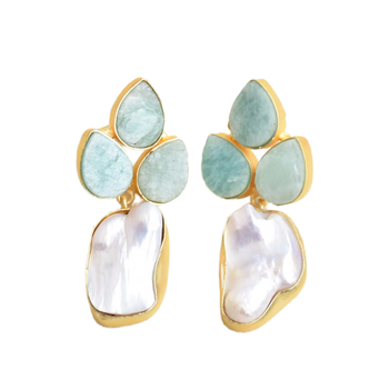 Vanessa Gemstone + Pearl Earrings