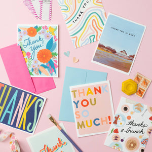 Block Letter Thank You | Colorful Thank You Card: Single