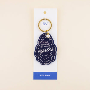 World is Your Oyster + Pearl Charm Keychain: Keychain on Card