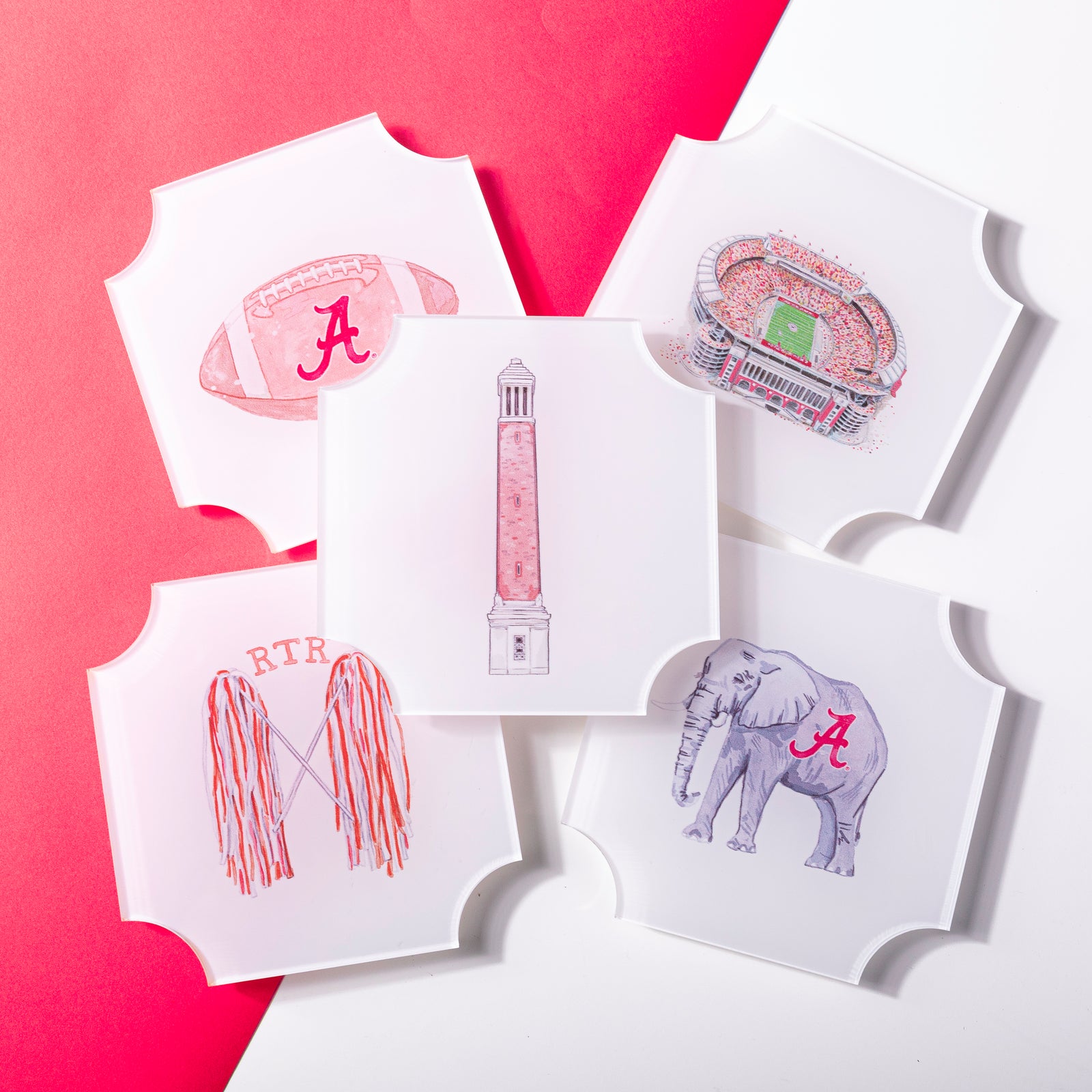 WS - Square Bama Watercolor Coasters (set of 5) (sold in 3's) 25/50