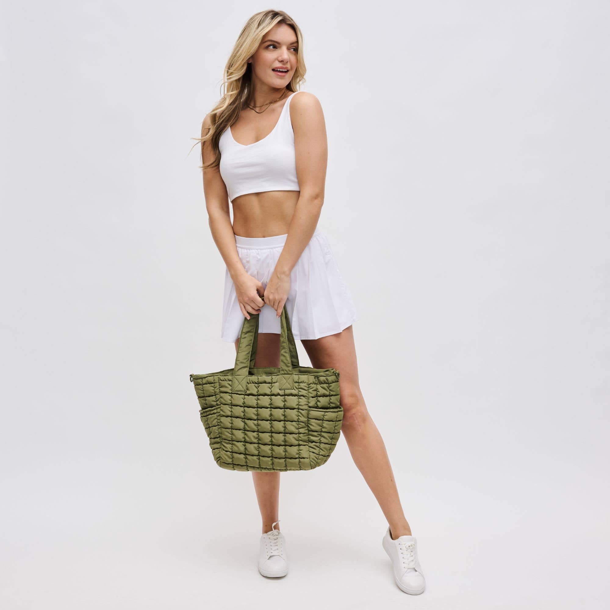 Dreamer - Quilted Nylon Tote: Cream