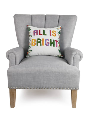All Is Bright Embroidered Pillow
