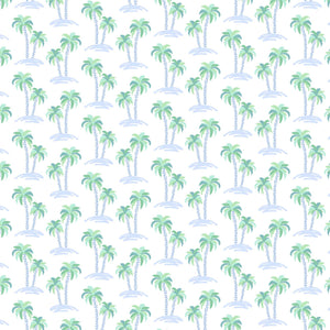 Anna Women's Longsleeve Top Short Set - Palm Tree Isle Blue