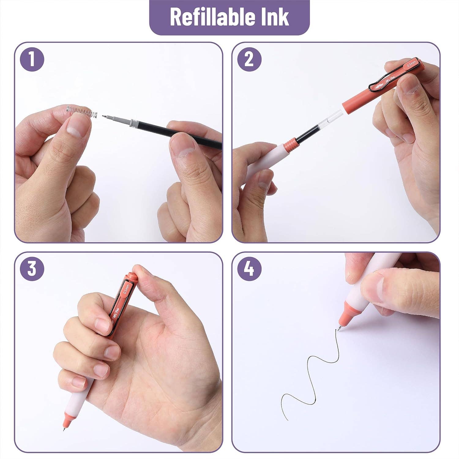 Retractable Gel Pens, 12 Pack, Black Ink Gel Pens, Vintage