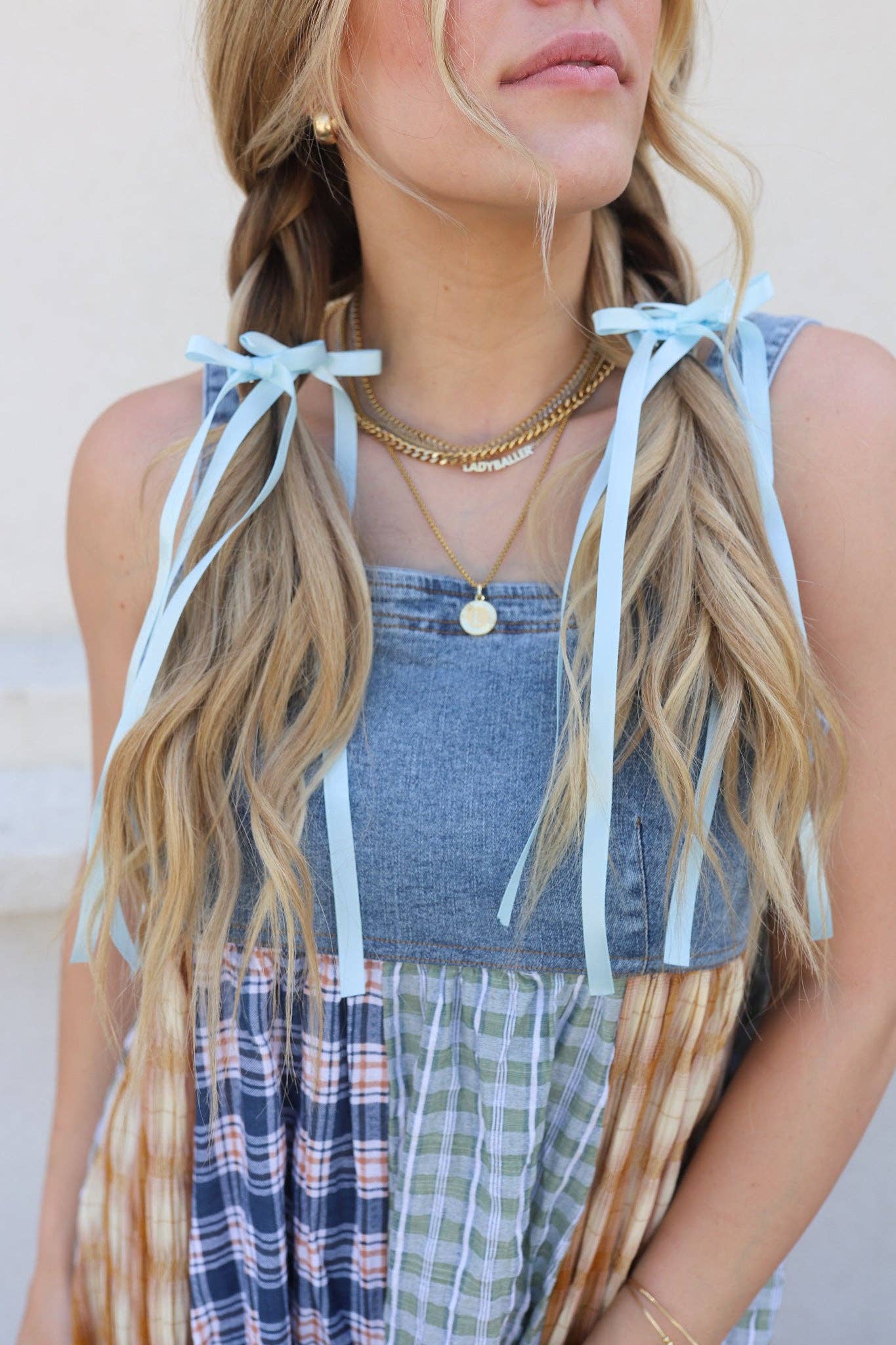 RIBBON BOW CLIP INS ( 3 COLORS ): BLUE