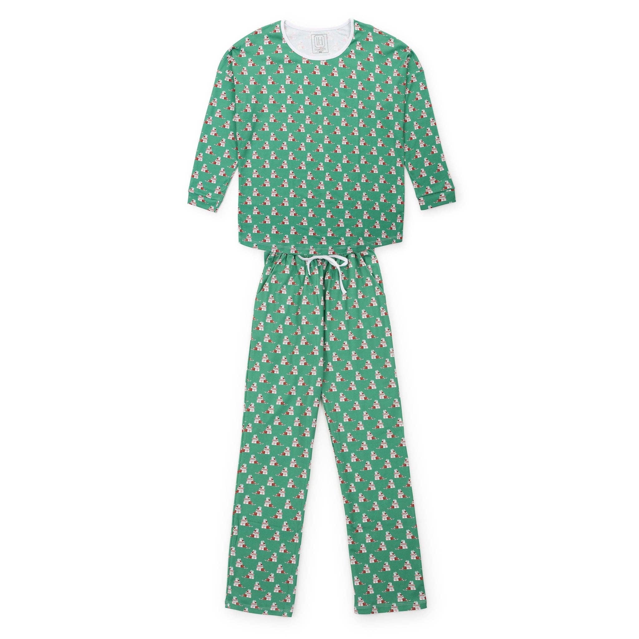 Audrey Women's Longsleeve Top Pant Set - Santa's Helpers: XL