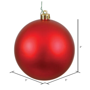 Vickerman 3" Red Matte Ball Ornament: Red / Plastic / 3"