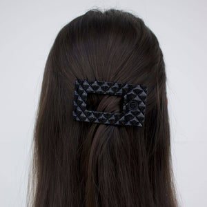 Flat Rectangle Hair Clip | Small | Jet Black Quilted