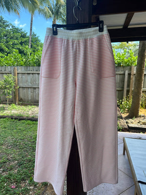 Light Pink and White Big Striped Sweatpants: Pink/White Big Stripes