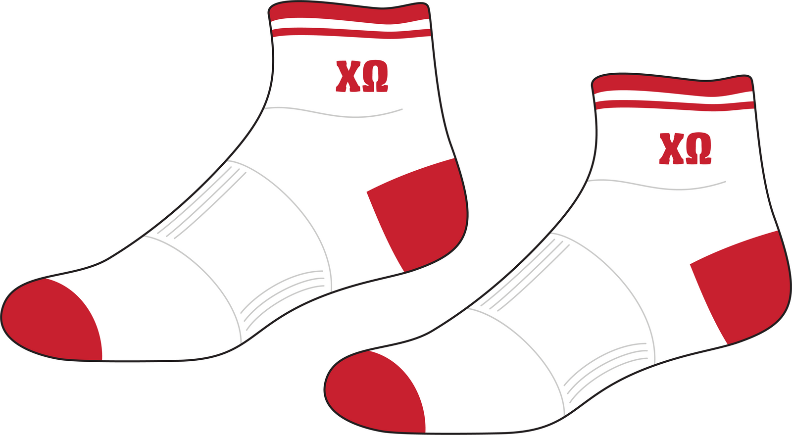 WS - Chi Omega Quarter Socks