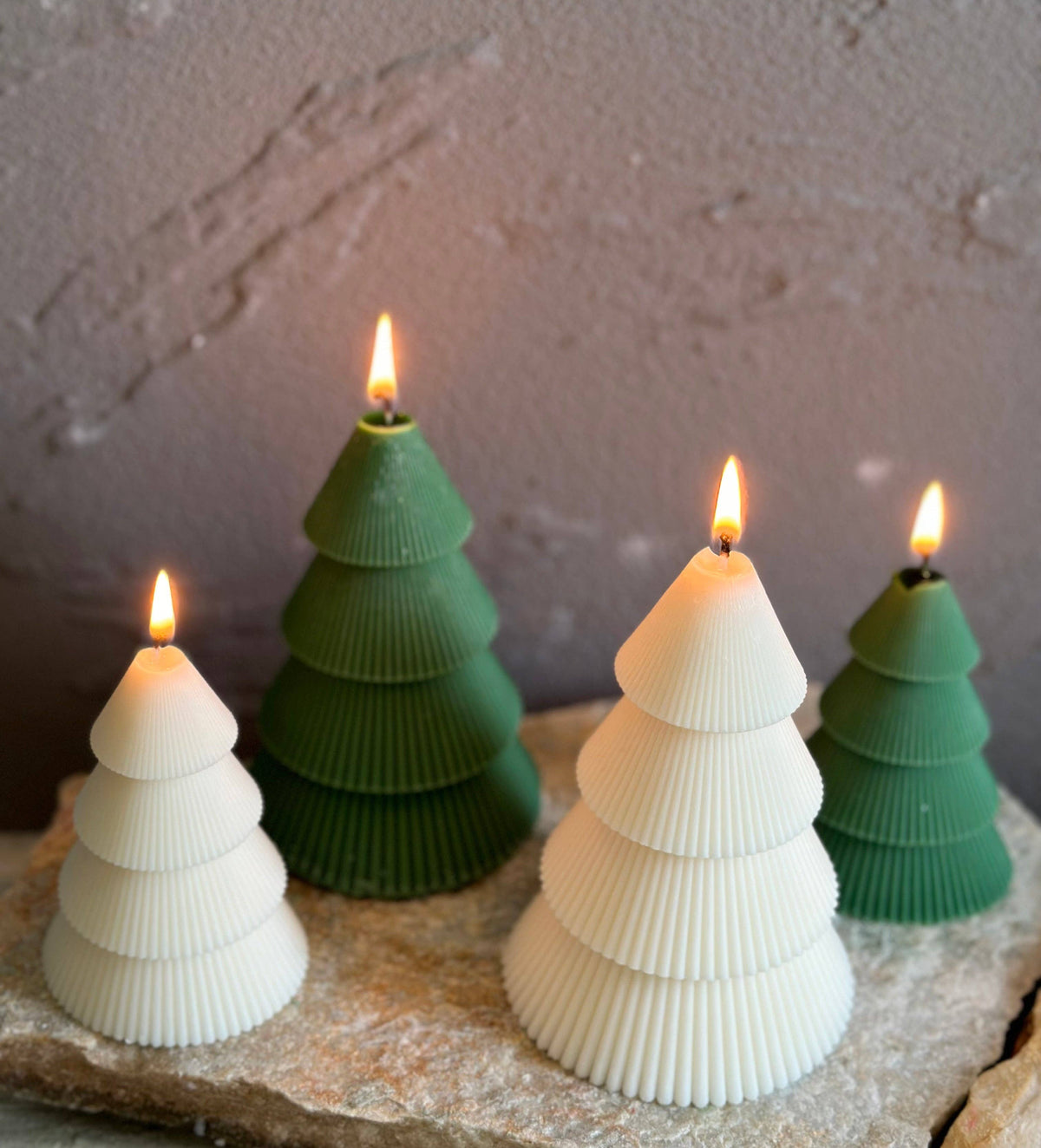 Ribbed Christmas Tree Candle (1pc): Forest Green / Fraser Fir / Small Tree
