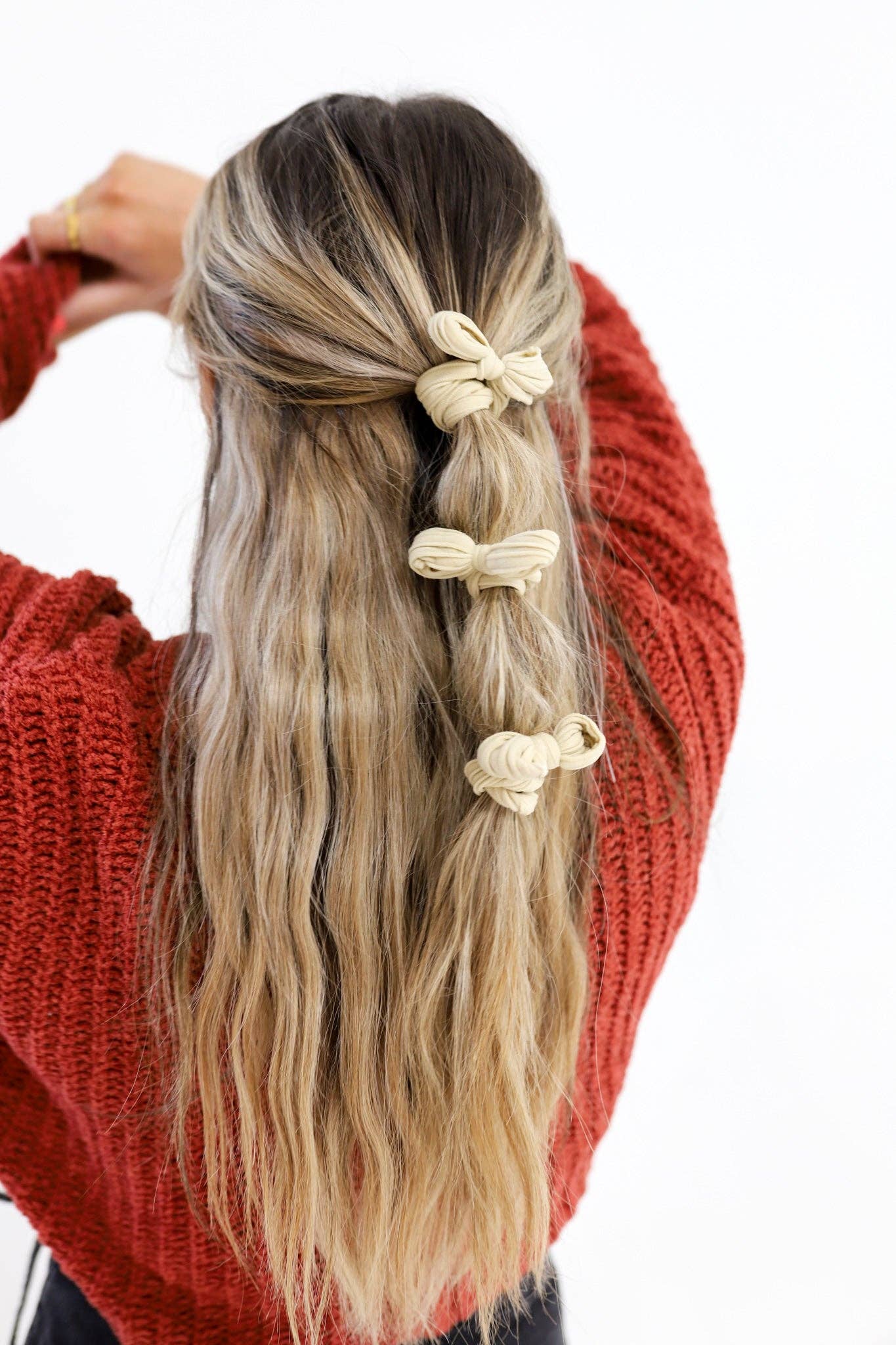 BOW SLICK BACK PONYTAILS (PACK OF 3): LIGHT PINK
