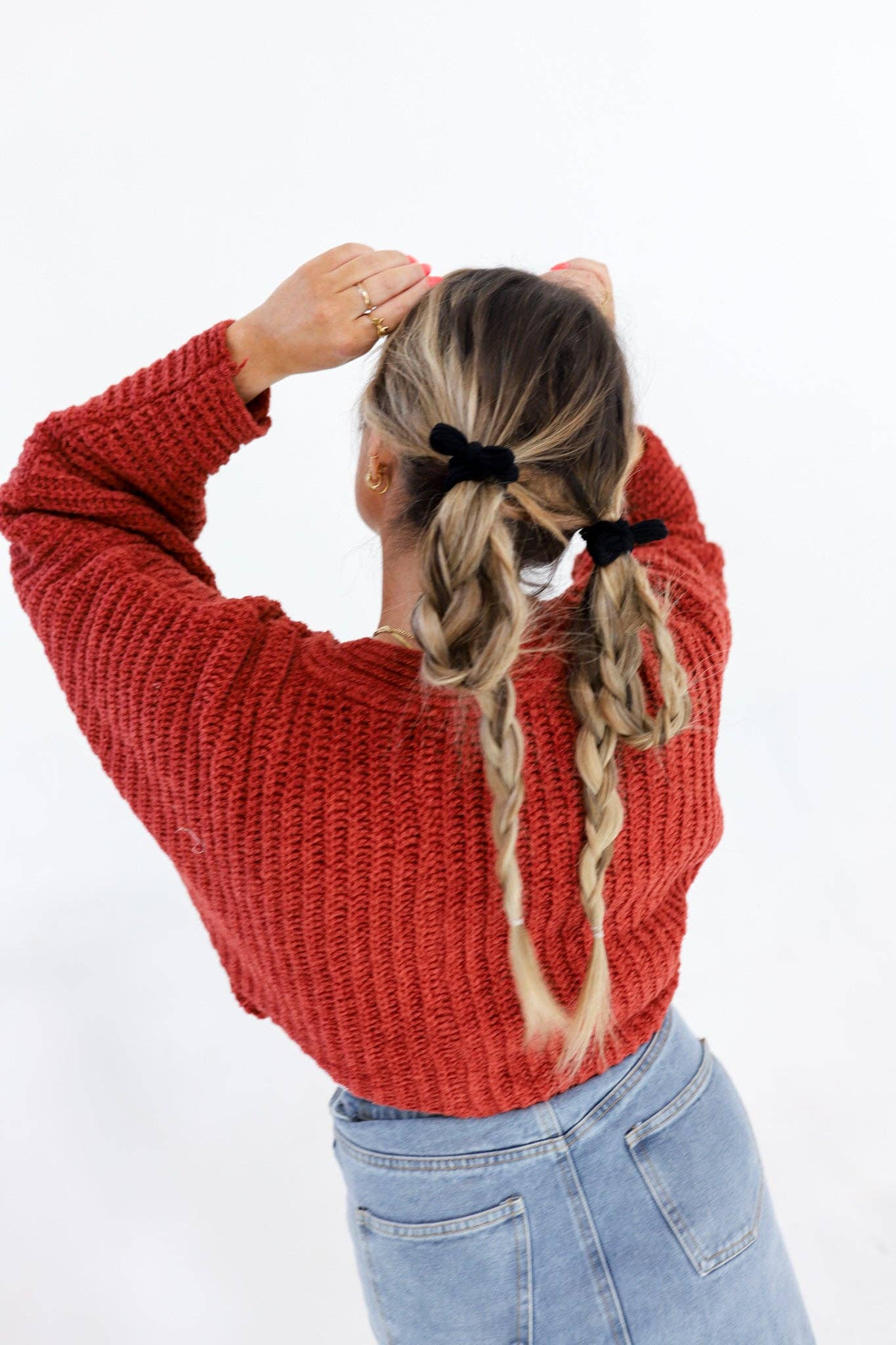 BOW SLICK BACK PONYTAILS (PACK OF 3): LIGHT PINK