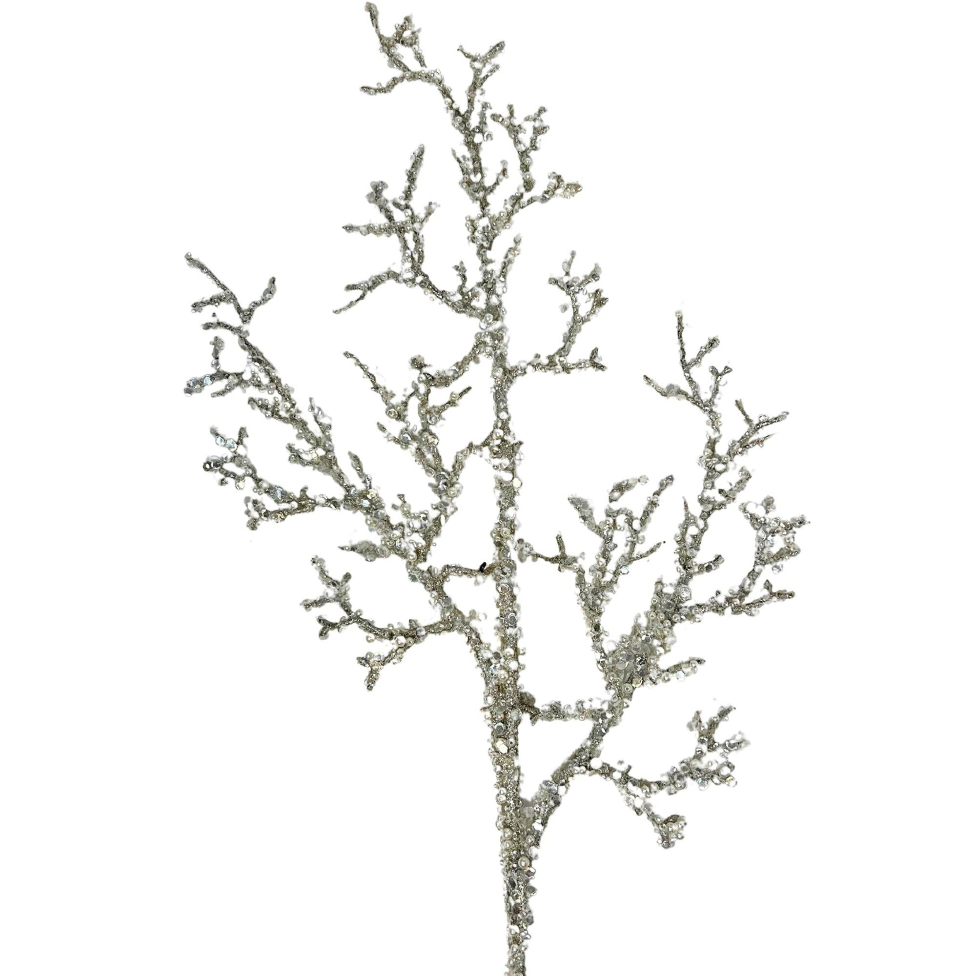 Sequin Pearl Twigs Branch - Champagne 32”