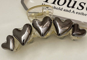 Metallic Heart Detail Claw Clip