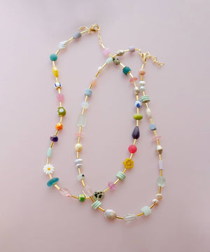 Colorful Beaded Eclectic Necklace: Bright