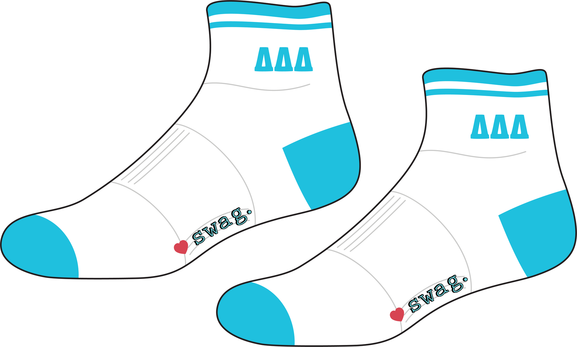 WS - Delta Delta Delta Quarter Socks