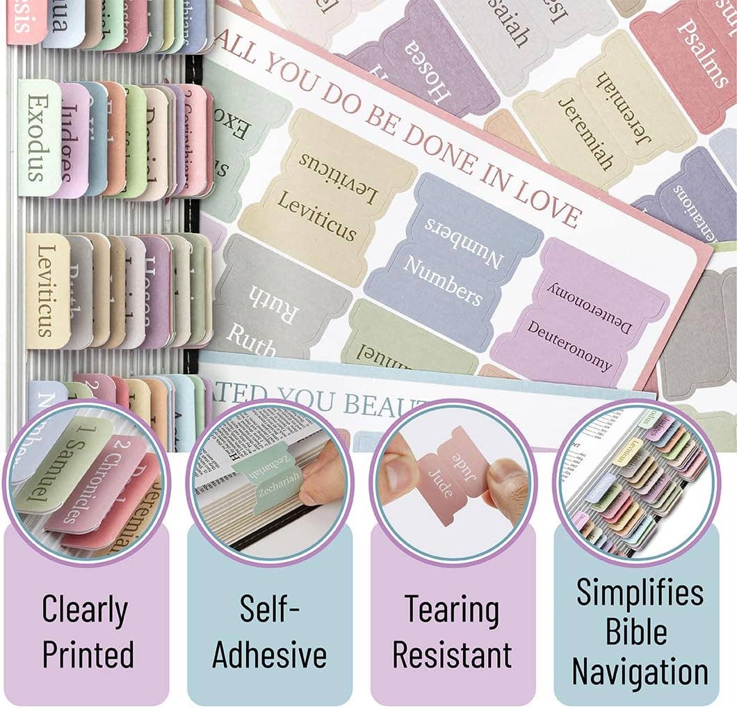 Minimal Morandi Bible Tabs - 75 Laminated Index Tabs