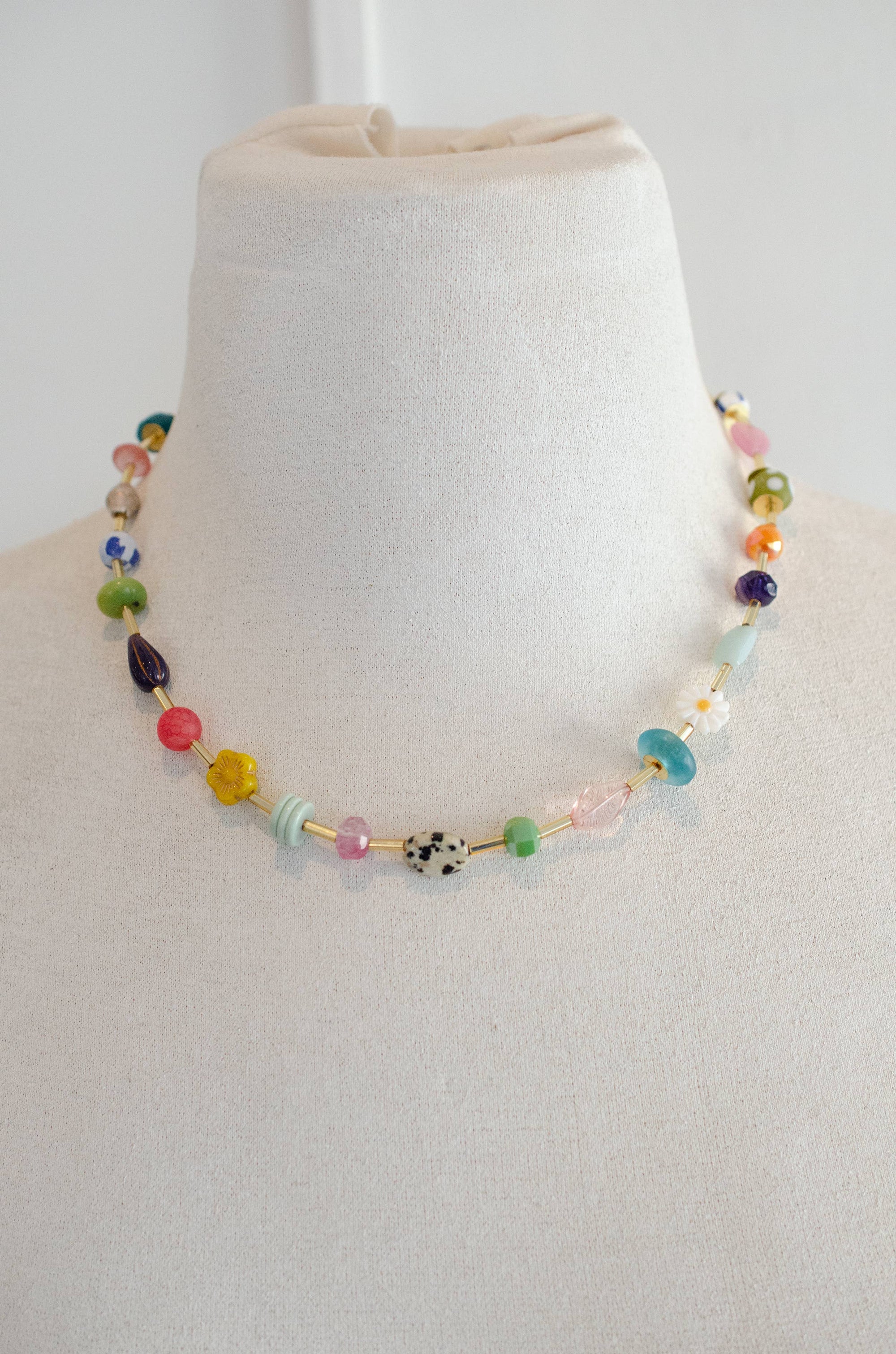 Colorful Beaded Eclectic Necklace: Bright