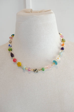 Colorful Beaded Eclectic Necklace: Bright