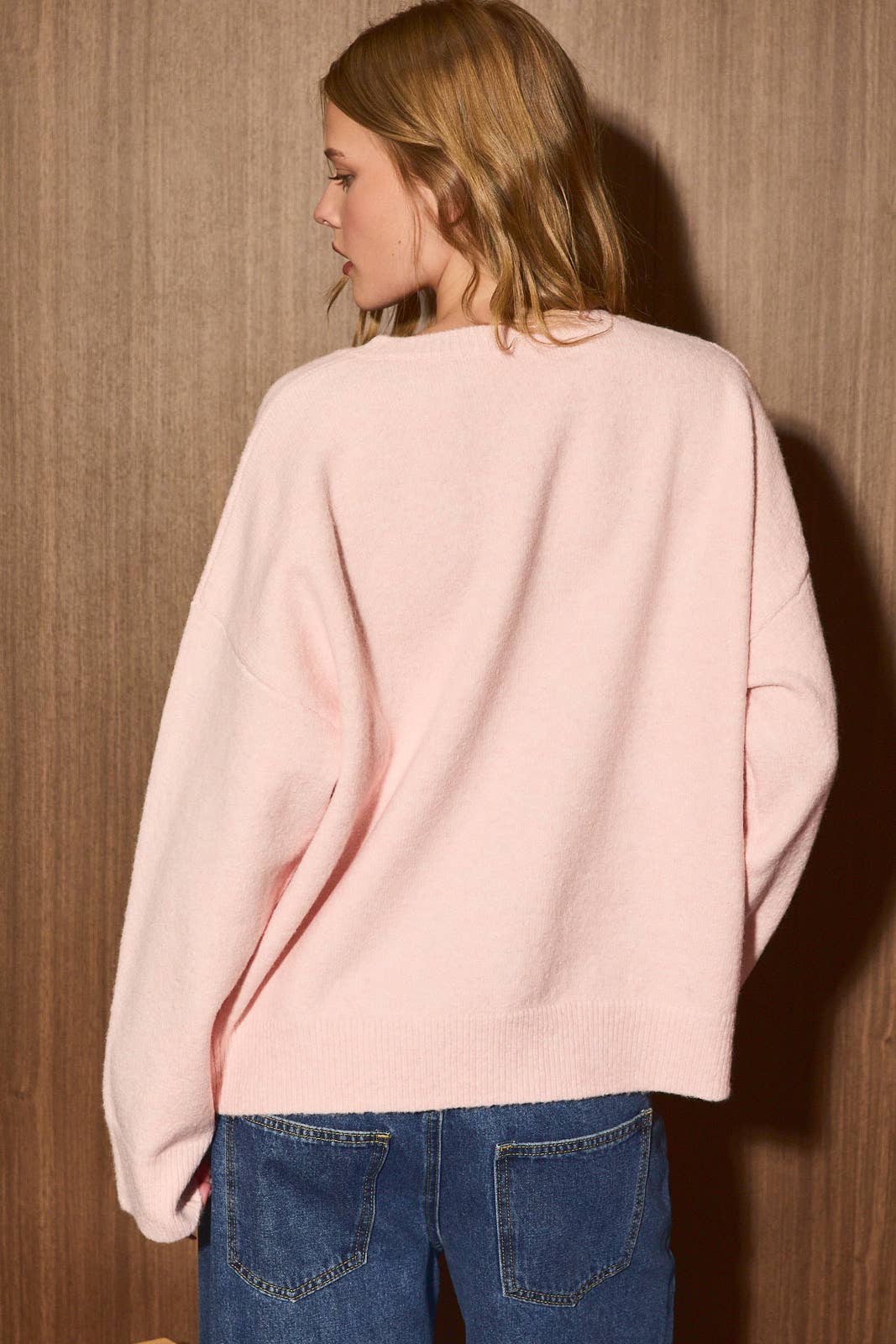 Christmas Tree Ribbon Bow Button Knit Cardigan: LT BLUE / L