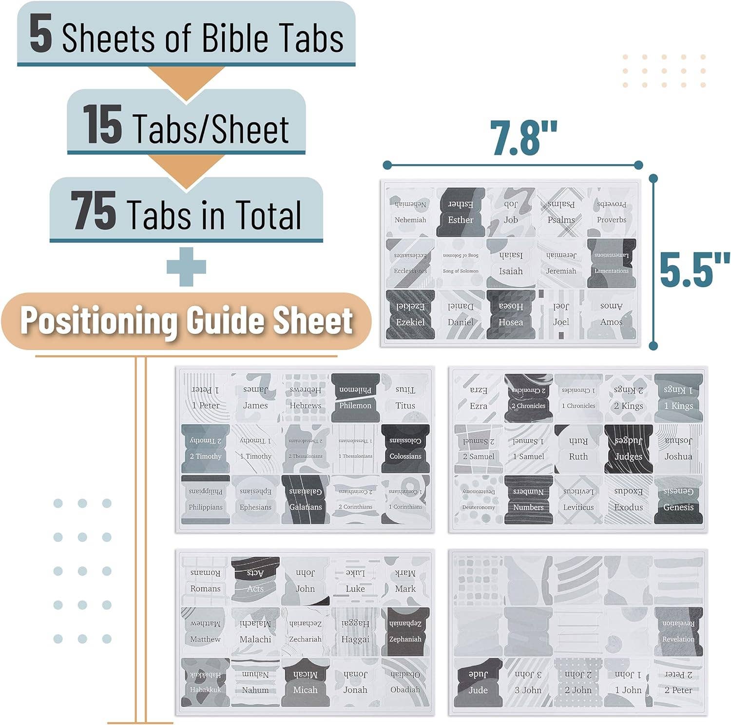 Gray Bible Tabs Laminated 75 Pack