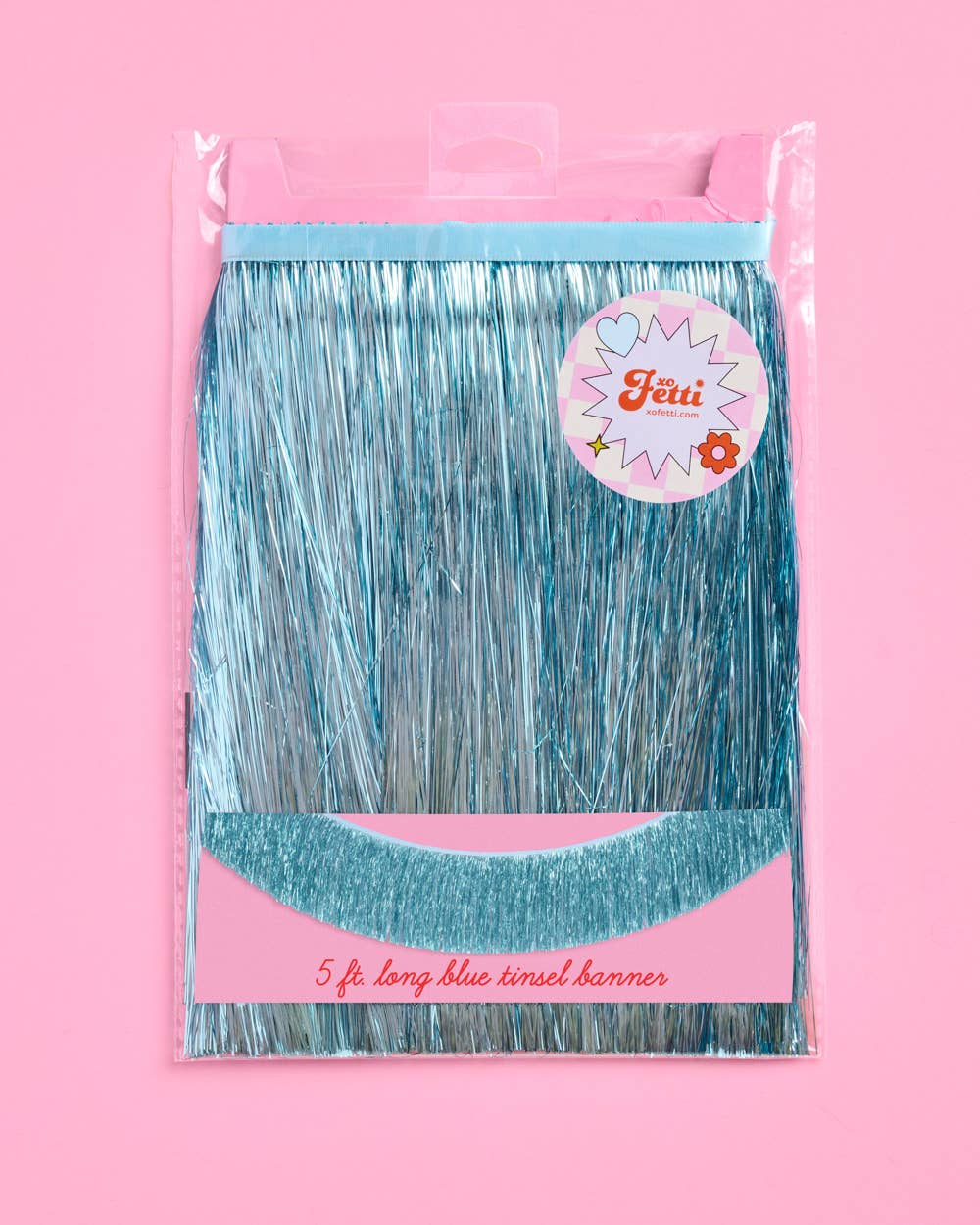 Blue Fringe Banner | blue foil, tinsel decor, party backdrop