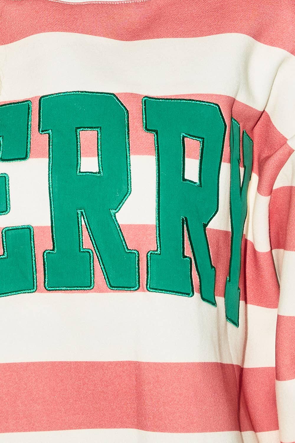 IT2594E-MERRY7 | 'MERRY' Applique Embroidered Sweatshirt : RED/WHITE / L/XL