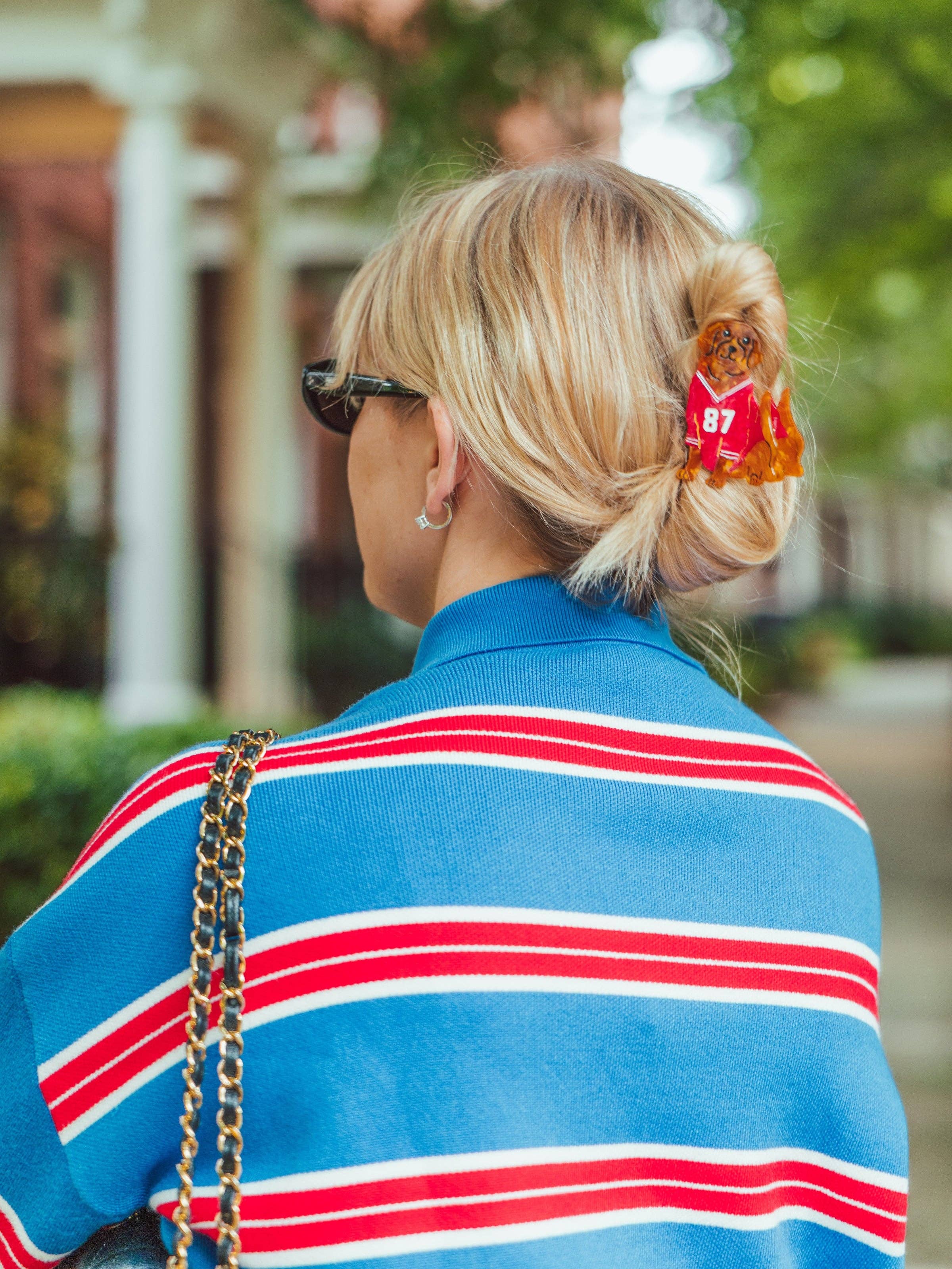 Hand-painted Football Dog Claw Hair Clip | Eco-Friendly