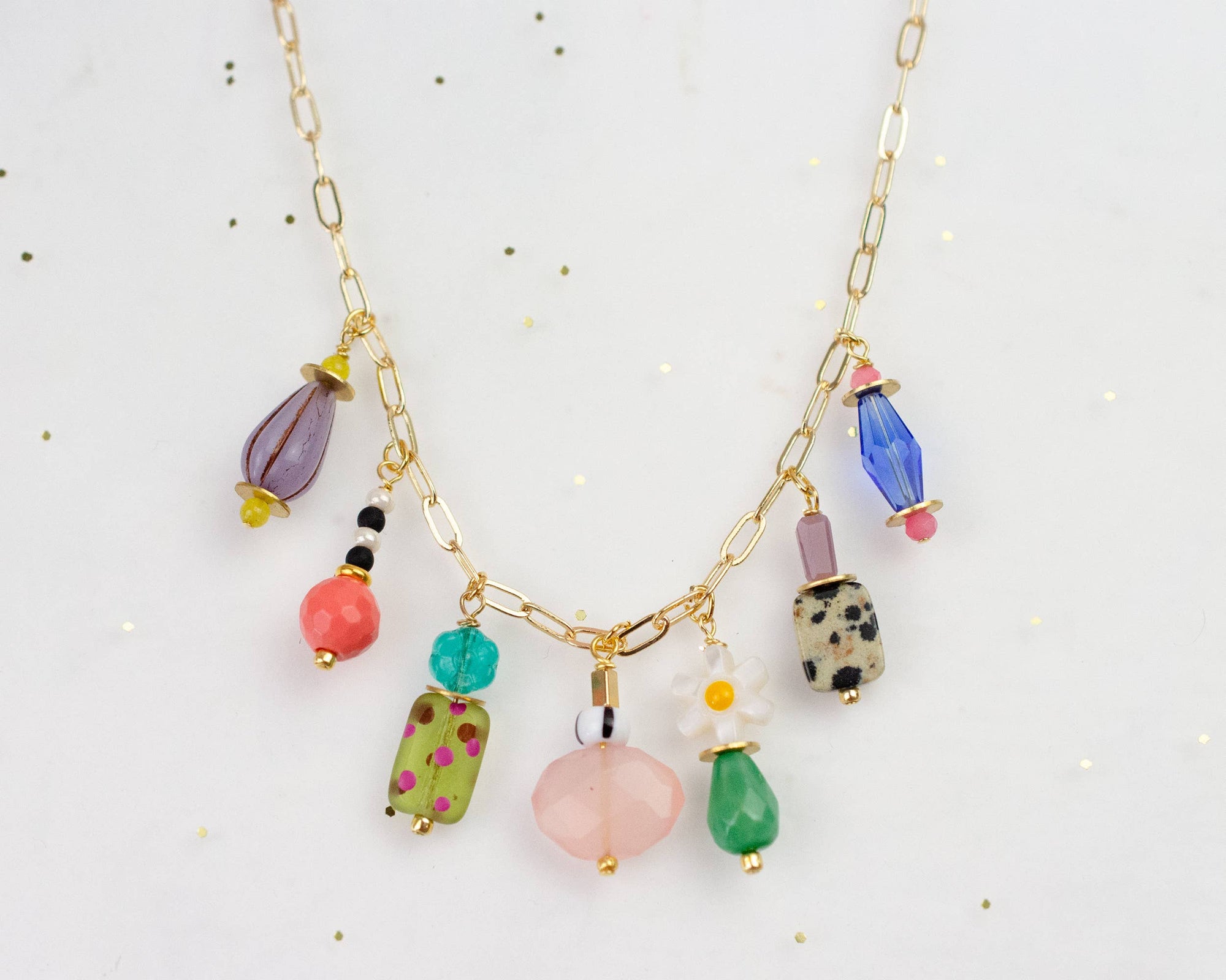 Dainty Colorful Charm Beaded Necklace