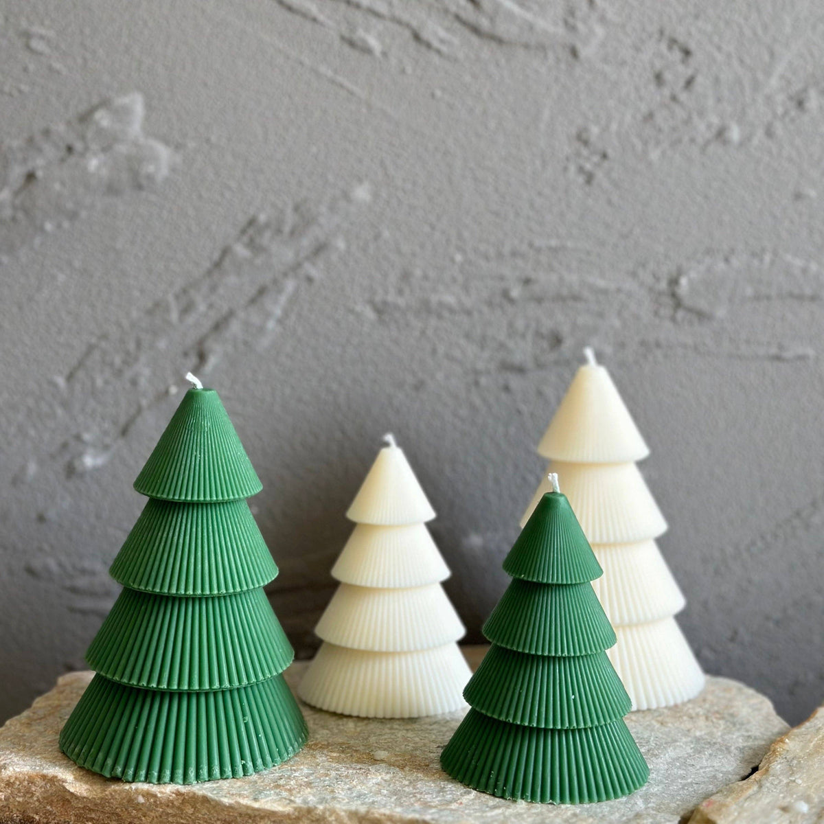 Ribbed Christmas Tree Candle (1pc): Forest Green / Fraser Fir / Small Tree