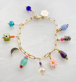 Colorful Pearl Charm Bracelet