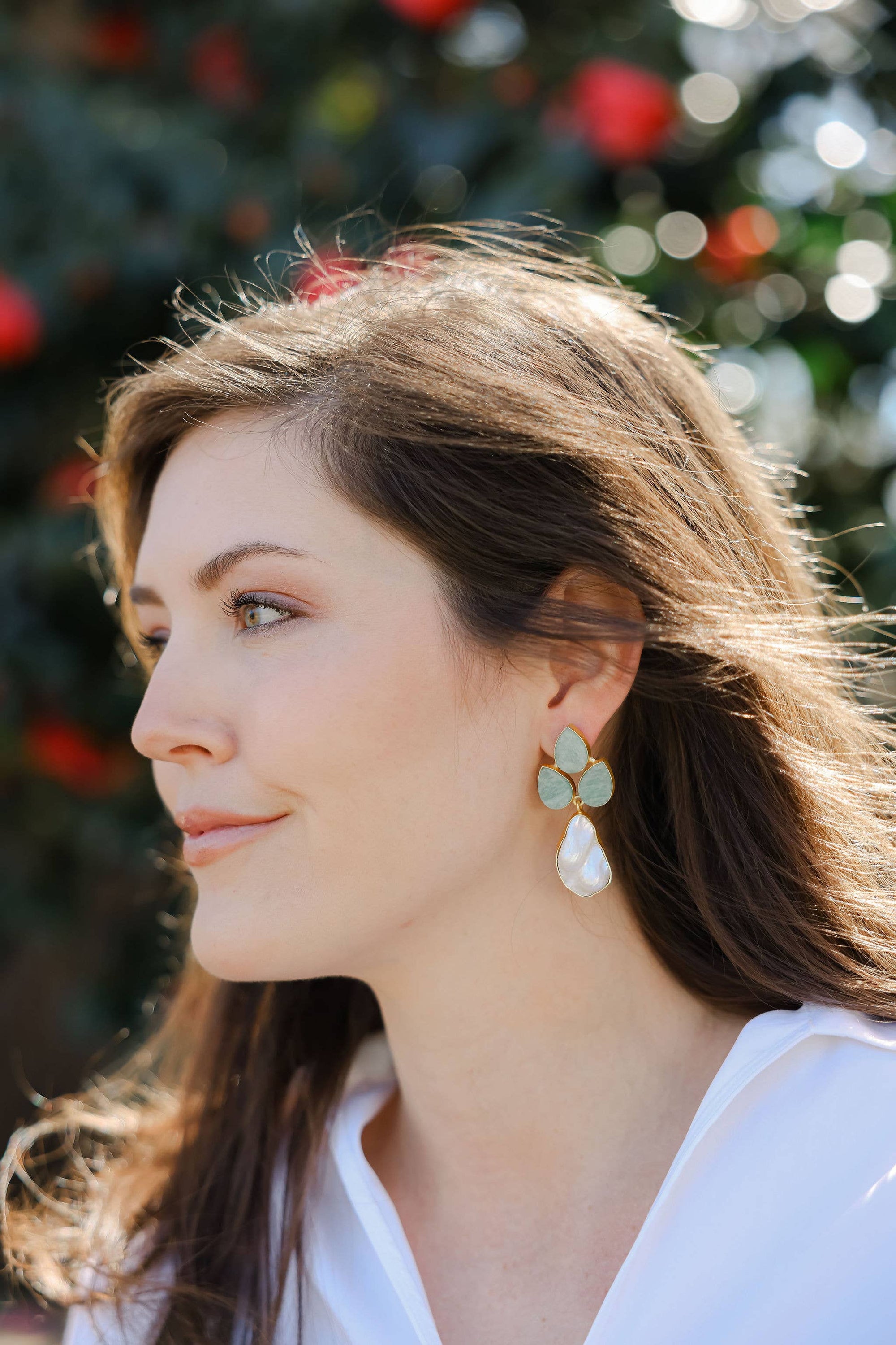 Vanessa Gemstone + Pearl Earrings