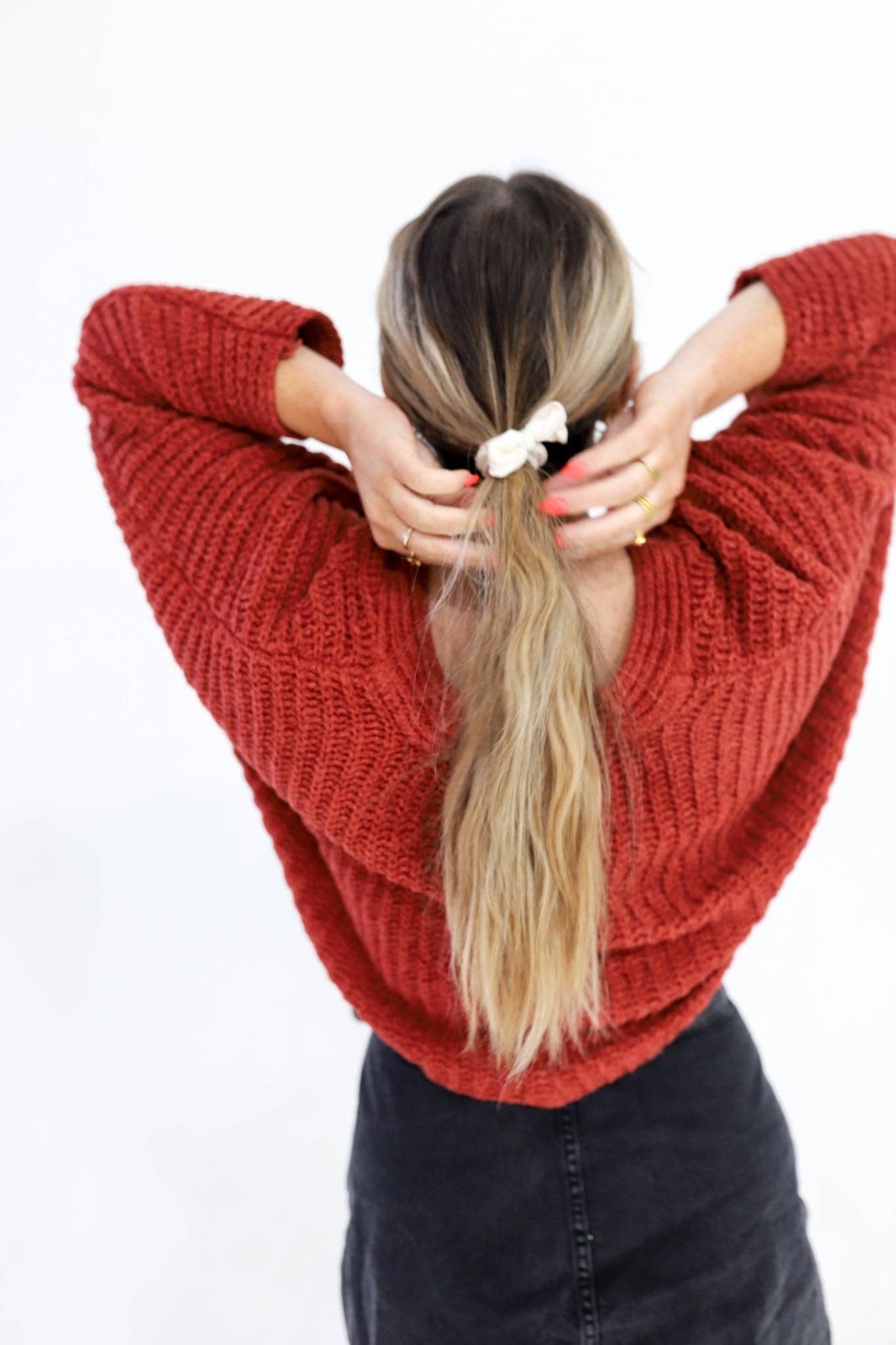 BOW SLICK BACK PONYTAILS (PACK OF 3): LIGHT PINK