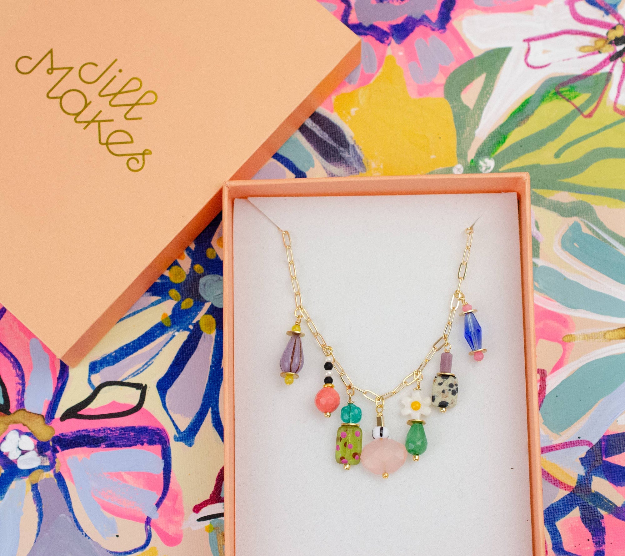 Dainty Colorful Charm Beaded Necklace