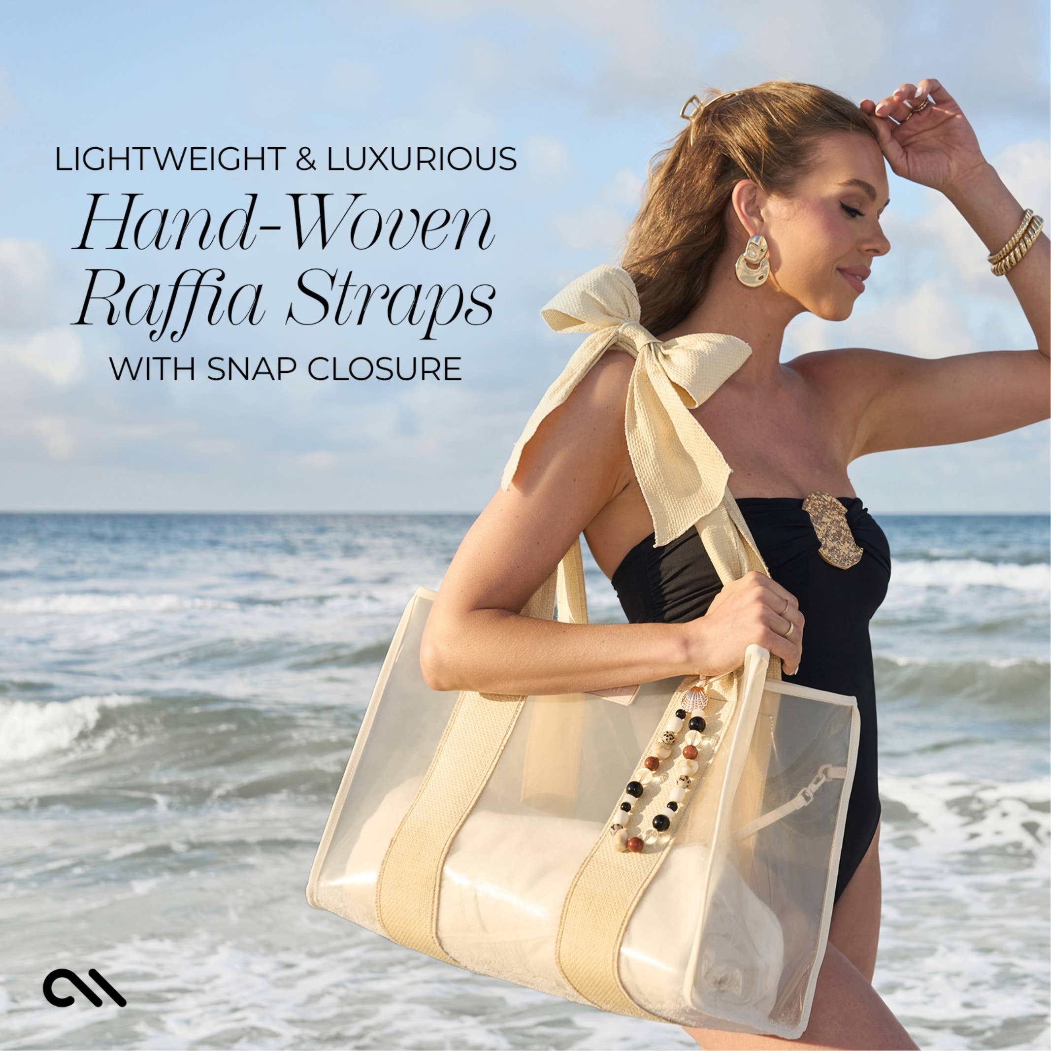 Case-Mate Ecru Raffia Bow Jelly Tote Bag