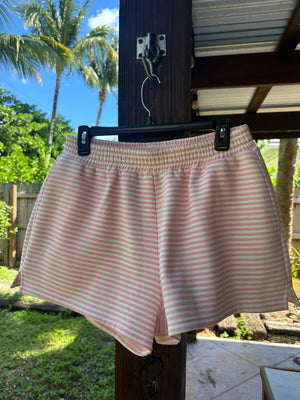 Light Pink and White Big Striped Shorts: Pink/white Big Stripes