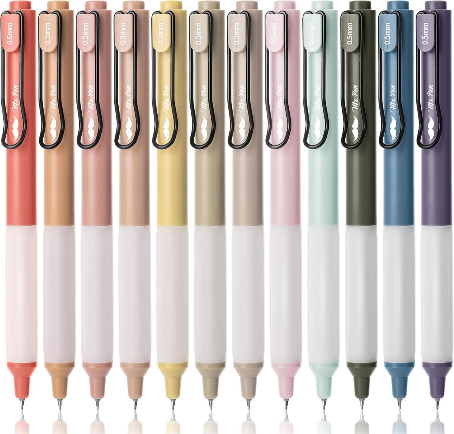 Retractable Gel Pens, 12 Pack, Black Ink Gel Pens, Vintage