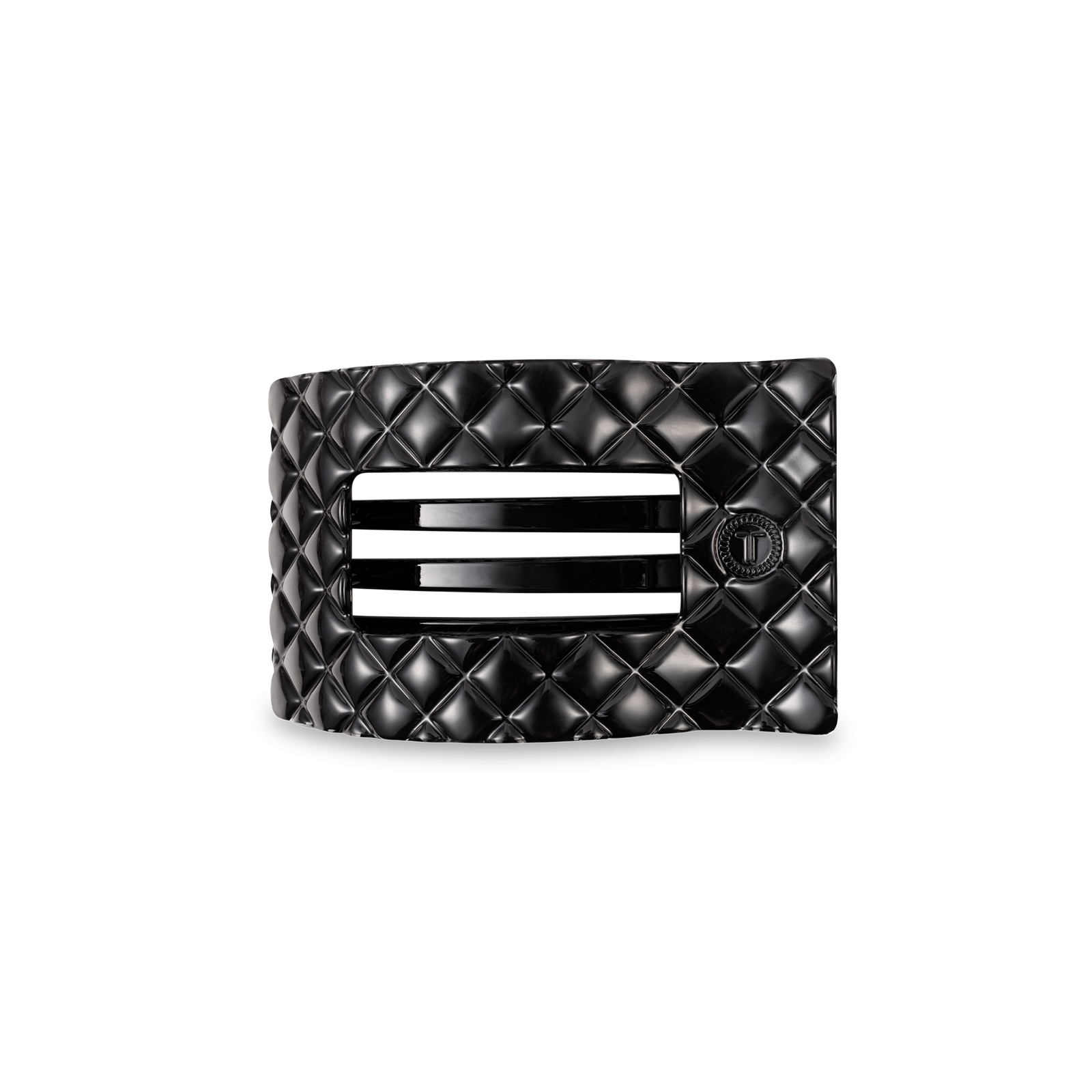 Flat Rectangle Hair Clip | Small | Jet Black Quilted