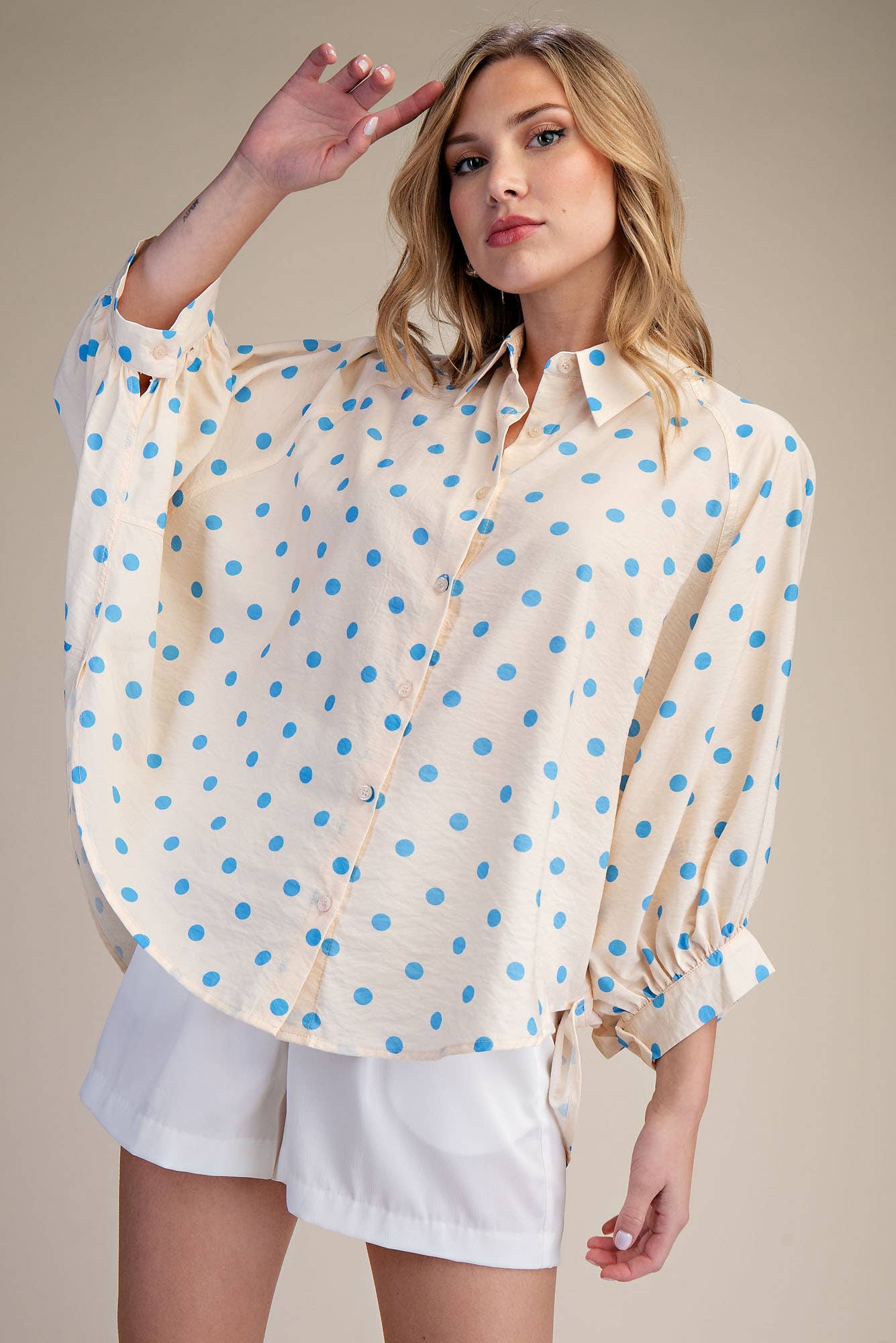 Button Front Shirt: Cream