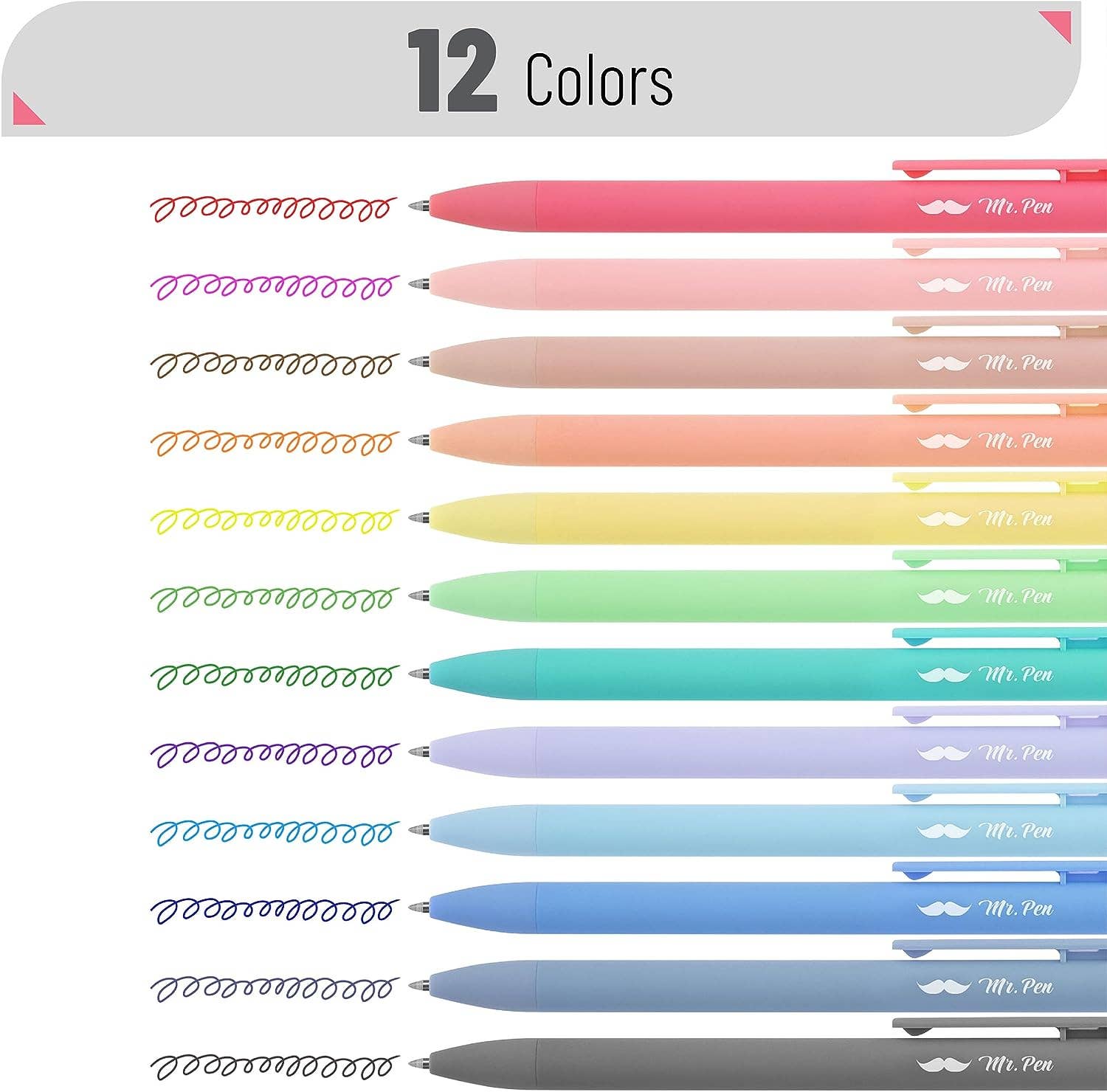 Mr. Pen 12-Pack Fast Dry Retractable Gel Pens