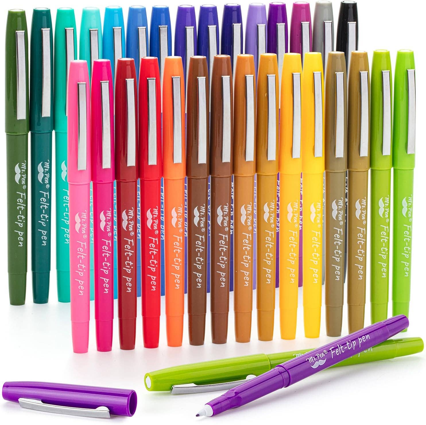 Felt Tip Pens, 30 Pack, 0.7mm Fine Tip, Fast Dry, No Smear