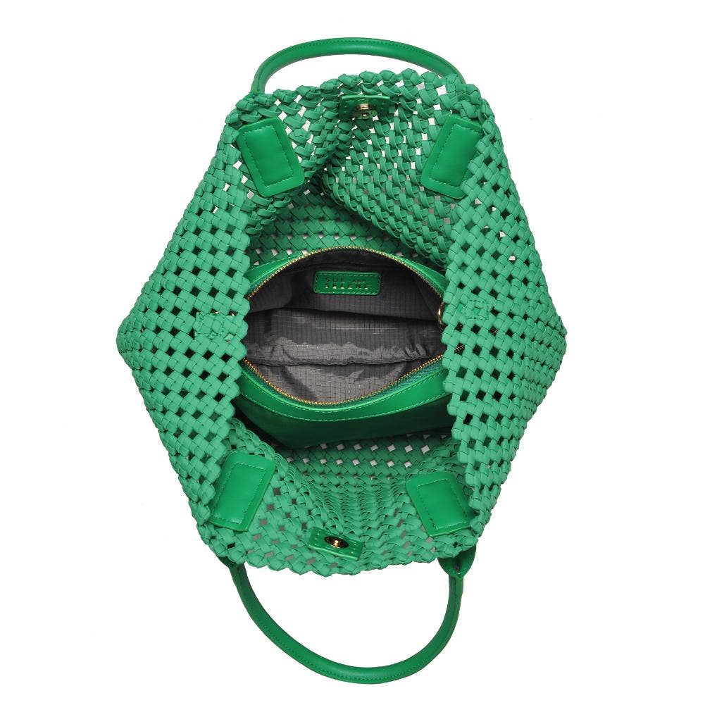 Solstice - Medium  Hand Woven Knot Tote: Kelly Green