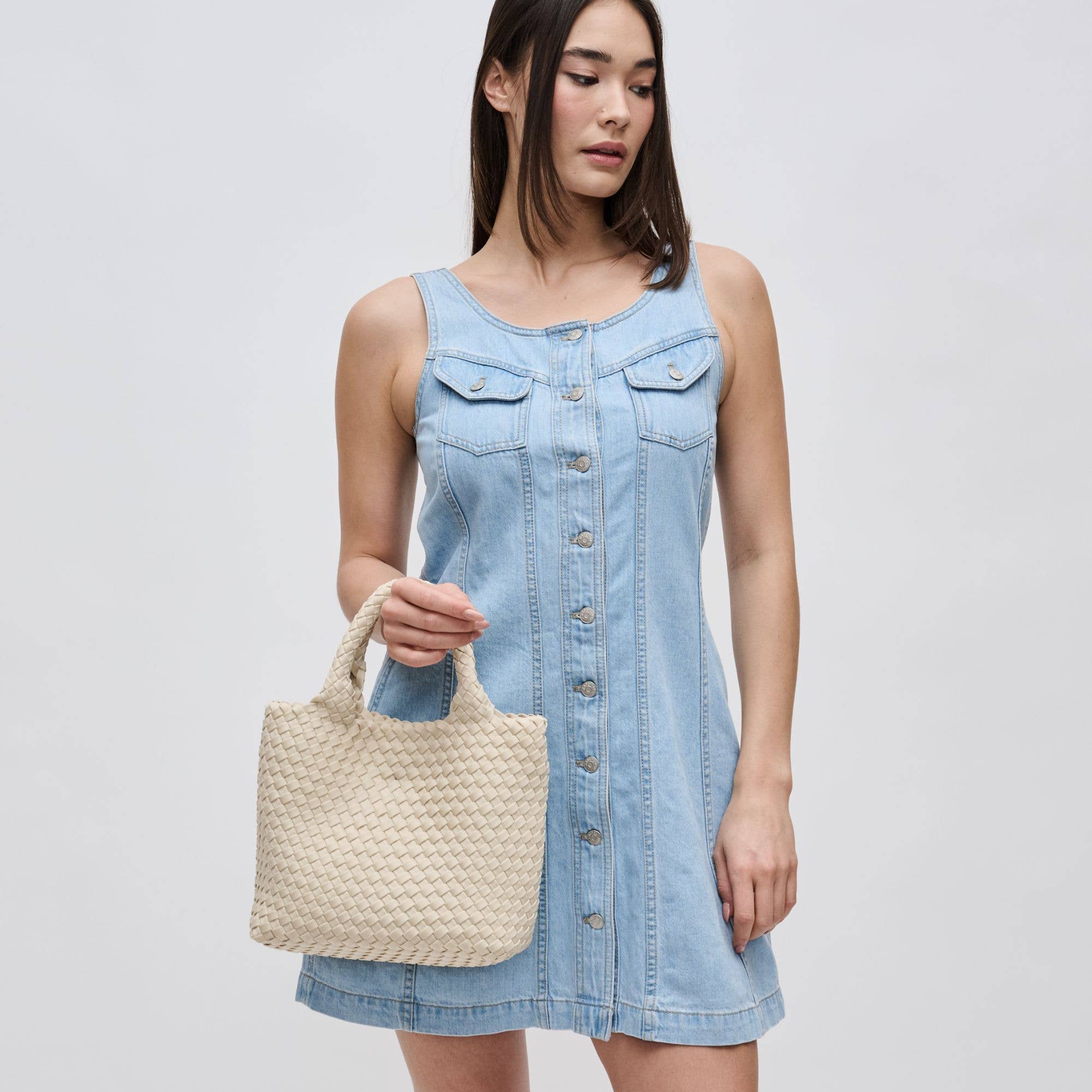 Sky's The Limit - Small Woven Neoprene Crossbody: Nude