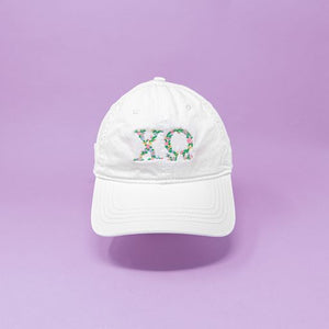 Chi O Floral Embroidered Hat