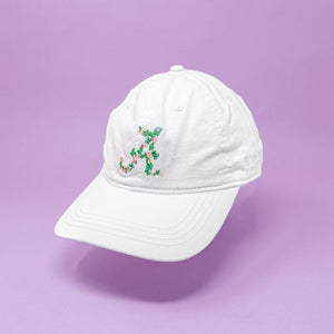 Script A Floral Embroidered Hat